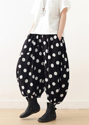 Women wide leg pants Cotton tunic pattern Fun Fashion Ideas black dotted Knee pants spring