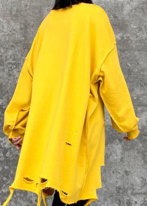 Women yellow shirts Tutorials o neck Hole spring blouses - SooLinen