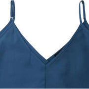 Damen blaues langes Leinenkleid Übergroßes ärmelloses Leinenkleid Damenkleid mit V-Ausschnitt