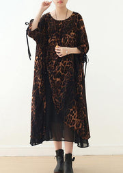 Women's Loose Large Irregular Leopard Chiffon Dress - SooLinen