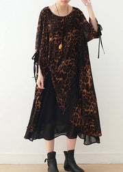 Women's Loose Large Irregular Leopard Chiffon Dress - SooLinen