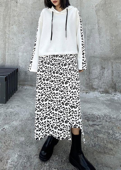 Women's Retro Fashion Fried Street Leopard Print Bodysuit Two Piece Skirt - SooLinen