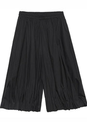 Women's baggy pleated wide leg pants high waist black casual pants - SooLinen