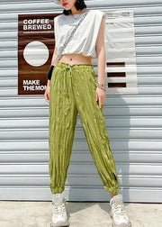 Women's casual trousers summer green thin section loose  thin harem beam feet pants - SooLinen