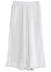 Women's casual wide-leg pants 2021 summer thin white pants - SooLinen
