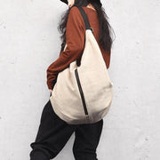 Women's cloth bag, multiple backs, shoulder bag, simple backpack, beige variety bag - SooLinen