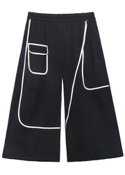 Women's high waist loose straight summer thin section  black nine-point casual pants - SooLinen