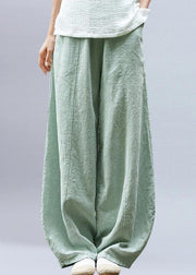 Women's summer casual pants loose large size retro cotton and linen wide legs harem pants tide - SooLinen