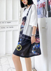 Women's summer loose mid-length fashion printed ming dress - SooLinen