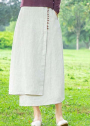 Women's white skirt, loose high waist A-line skirt - SooLinen