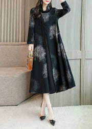 Schwarze Drucke für Damen Feiner Mantel für Damenfotografie mit niedrigem, hohem Design und Kapuzenmantel