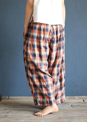 Xia Xin original design cotton and linen pants female loose nine points pants elastic waist - SooLinen