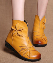 Yellow Boots Comfortable Handmade Splicing Floral