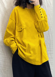 Gelbe Baumwoll-Sweatshirts Trainingsanzüge mit niedrigem, hohem Design und langen Ärmeln