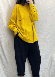 Gelbe Baumwoll-Sweatshirts Trainingsanzüge mit niedrigem, hohem Design und langen Ärmeln