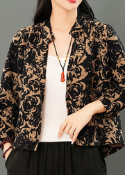 Yellow Notched Button Coats Puff Sleeve