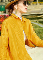 Yellow Patchwork Silk Coat Peter Pan Collar Wear On Both Sides Fall