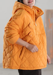 Gelbe Taschen Entendaunen Puffers Jacken Reißverschluss Winter