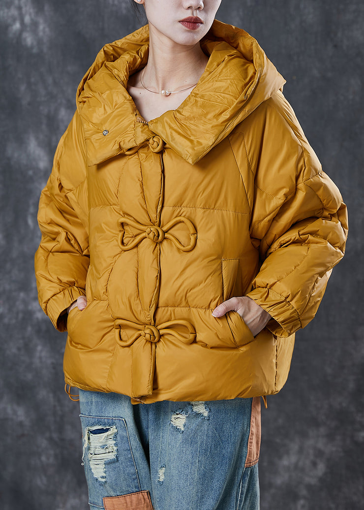 Yellow Warm Duck Down Down Coat Chinese Button Winter