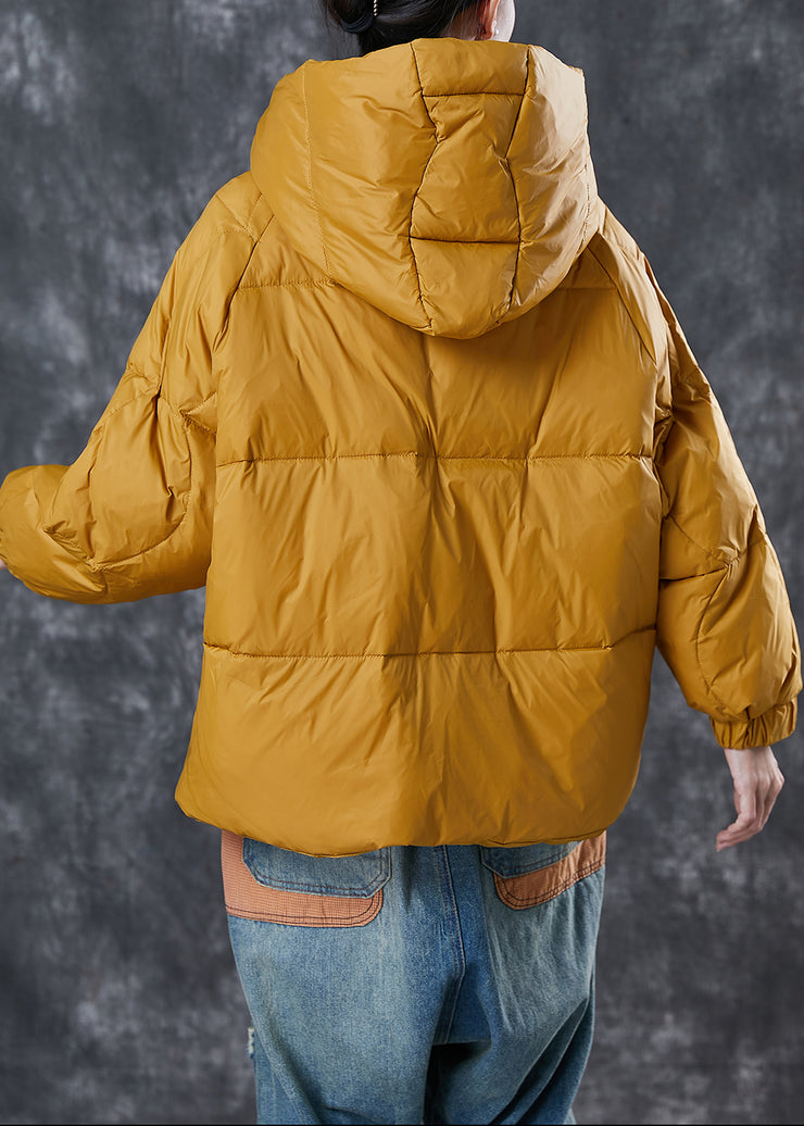 Yellow Warm Duck Down Down Coat Chinese Button Winter