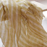 Yellow striped French scarf spring and summer sunscreen women and men shawls fringed thin women - SooLinen
