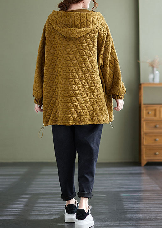 Gelbes warmes Baumwoll-Sweatshirt mit Kordelzug Top Winter