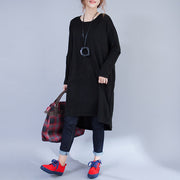 autumn black low high woolen knit dresses plus size casual long sleeve maternity sweater dress