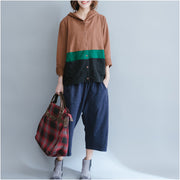 autumn fashion patchwork chocolate cotton coat loose  chunky cardigans outwear