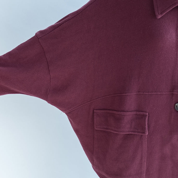 autumn warm burgundy vintage cotton short coats plus size batwing sleeve jackets