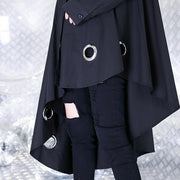 baggy schwarzes kniekleid trendy plus size baumwollkleid asymmetrisches design vintage peter pan kragen kleidung kleid