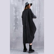 baggy black maxi dress casual O neck traveling dress fine asymmetric dresses
