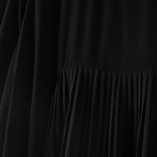 Baggy Black Natural Chiffon Kleid plus Größe Kaftane mit asymmetrischem Saum Neues Kleid mit O-Ausschnitt