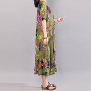 Baggy Cotton Sommerkleid plus Größe Kleidung Retro bedruckte Kleider Sommer Kurzarm grünes Kleid