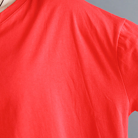 weite rote Bluse aus reiner Leinenbaumwolle Freizeithemden Boutique O-Hals gestreifte Fledermausärmel Baumwollkleidung