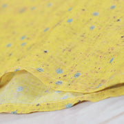 Baggy Yellow Print Naturleinen-T-Shirt Locker sitzende Reisekleidung Lässige Kurzarm-O-Ausschnitt Rückseite offener Naturleinen-Pullover