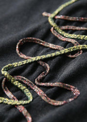 black autumn vintage patchwork tops and casual harem pants two pieces - SooLinen
