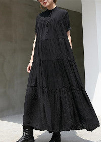 black long cotton dress plus size patchwork caftans 2018 short sleeve cotton caftans