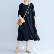 black ruffles casual cotton dresses oversize long sleeve maternity dress