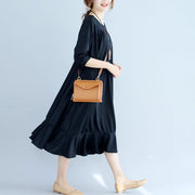 black ruffles casual cotton dresses oversize long sleeve maternity dress