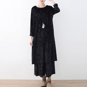 black two pieces autumn oversize corduroy pullover with cozy wide leg pants