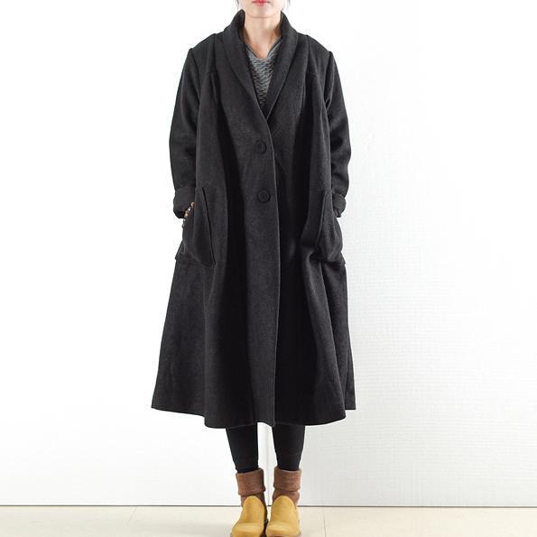 schwarze warme Wollmäntel outwear 2021 Winteroutfits übergroße Jacken lang