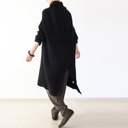 schwarze Winterkleider übergroße lange Baumwollpullover warme Strickkleider Rollkragen 2021