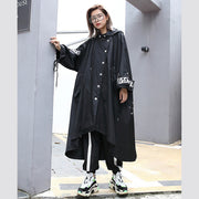 boutique black Coat oversize hooded Coat women Batwing Sleeve asymmetrical design Coats
