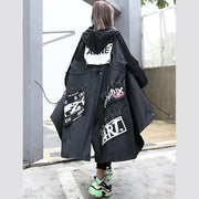boutique black Coat oversize hooded Coat women Batwing Sleeve asymmetrical design Coats