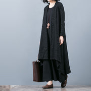 Boutique schwarze Jacquard Mäntel Oversize baggy asymmetrisches Design mit großem Saum outwear Damen Patchwork Maximantel