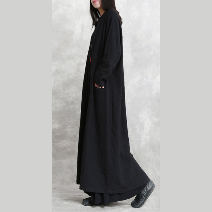 Boutique schwarzer Mantel plus Größe Stehtaschen Maximantel 2018 Langarm Baggy Coats