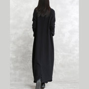 boutique black coat plus size Stand pockets maxi coat 2018 long sleeve baggy Coats