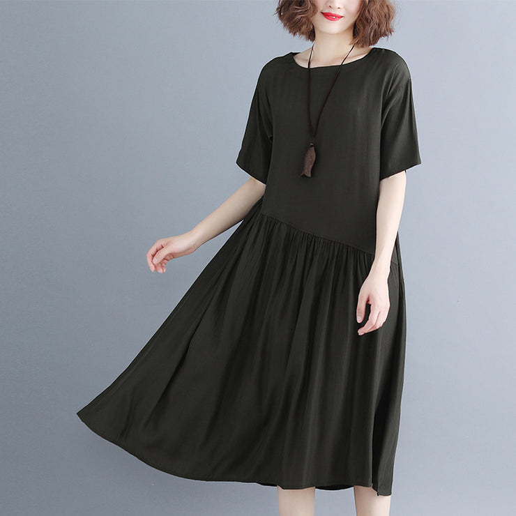 boutique black long cotton dresses trendy plus size O neck clothing dress boutique baggy dresses