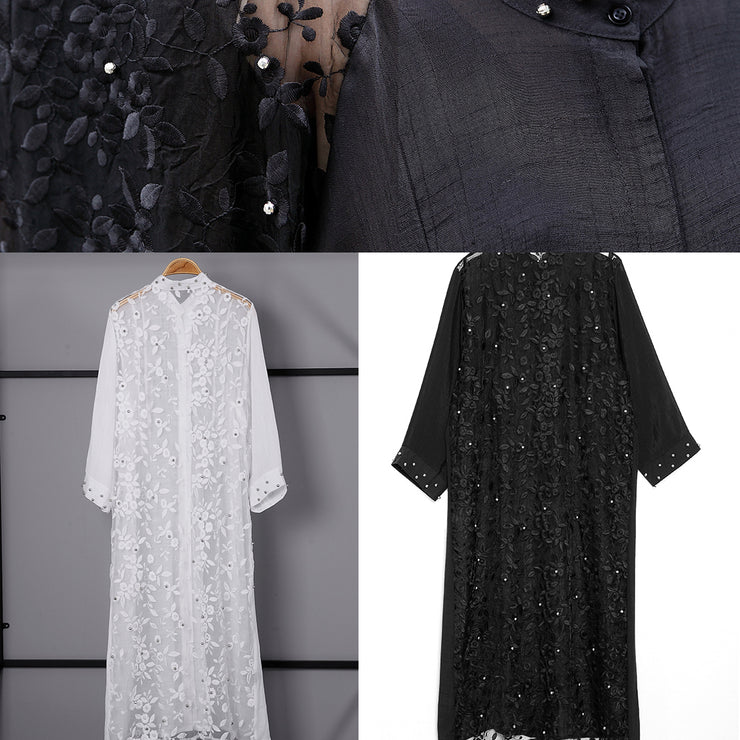 boutique black tulle cardigans plus size wild patchwork traveling dress 2018 long sleeve maxi dresses