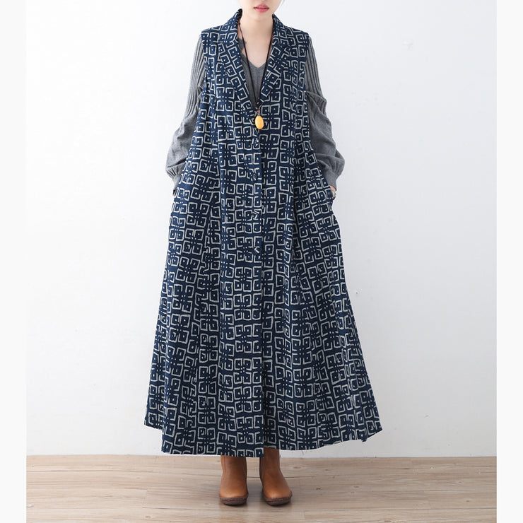 Boutique-Mantel aus schwarzem Baumwoll-Polyester, trendige Drucke in Übergröße, outwear ärmelloser Maximantel für Frauen